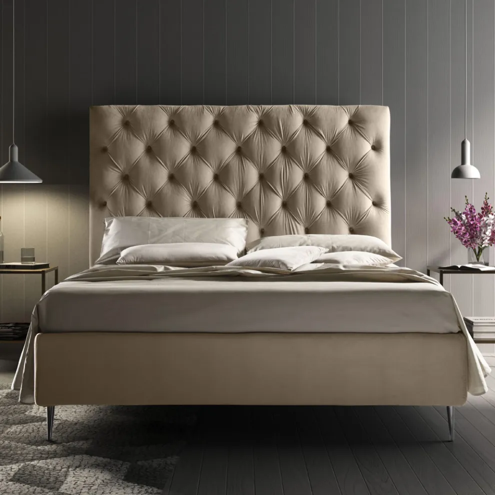 Doppelbett mit Bettwäschegarnitur aus Baumwolle Made in Italy - Sallie