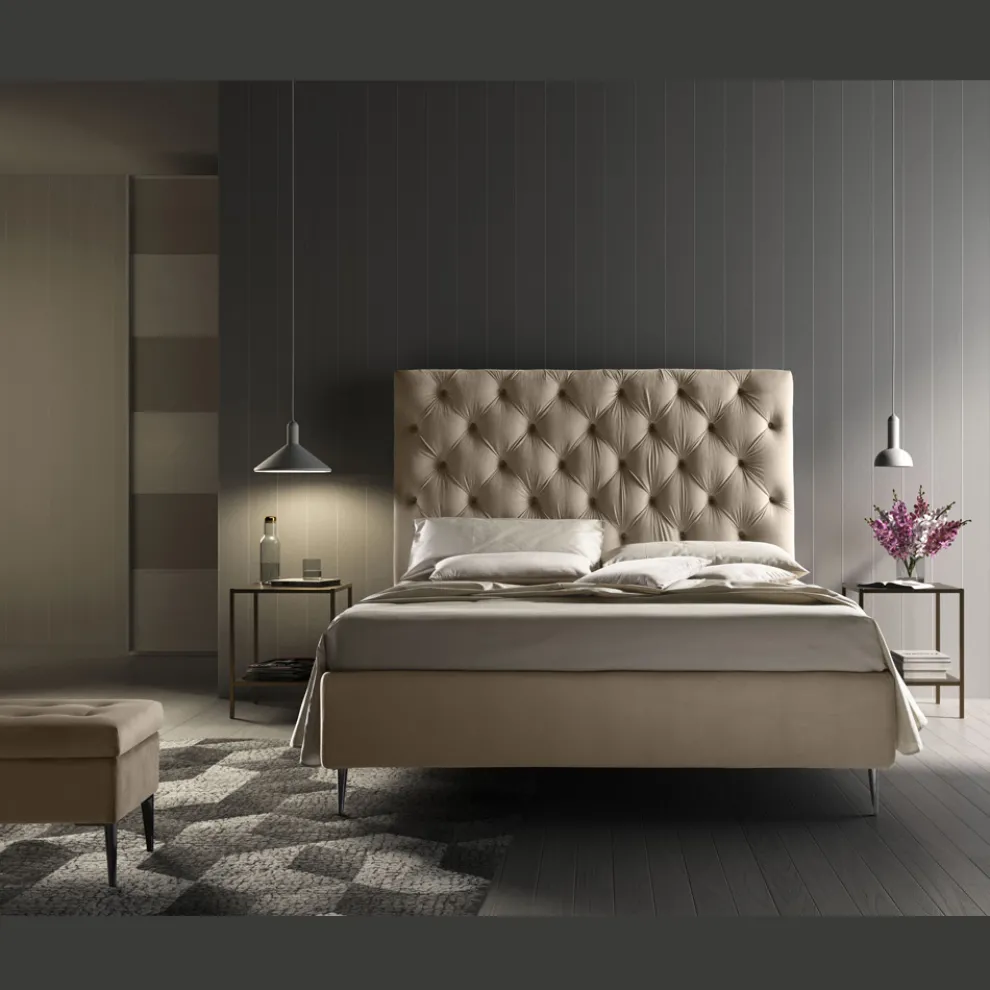 Doppelbett mit Bettwäschegarnitur aus Baumwolle Made in Italy - Sallie