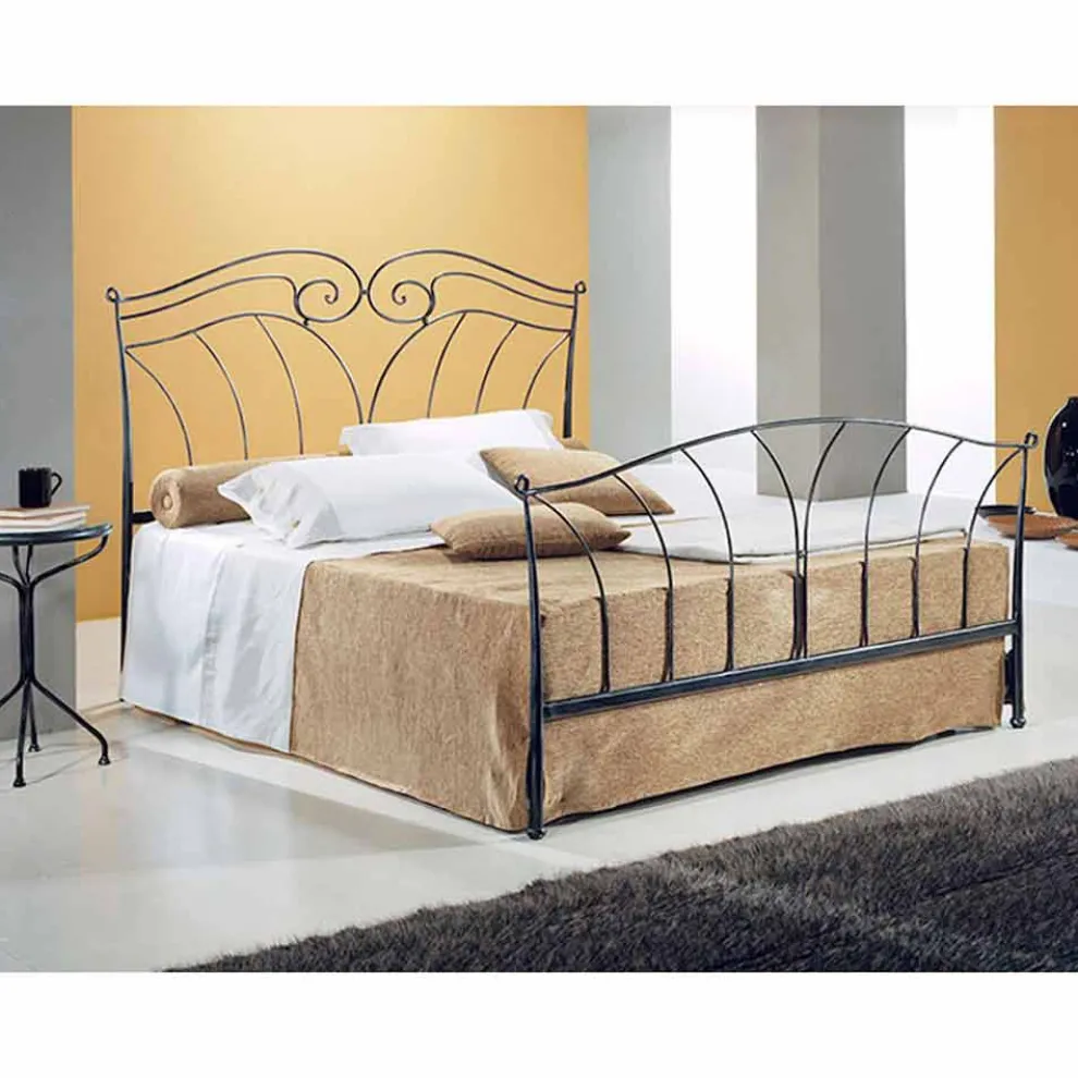 Nettuno Jugen Queen Size Bett  aus Schmiedeeisen in Design
