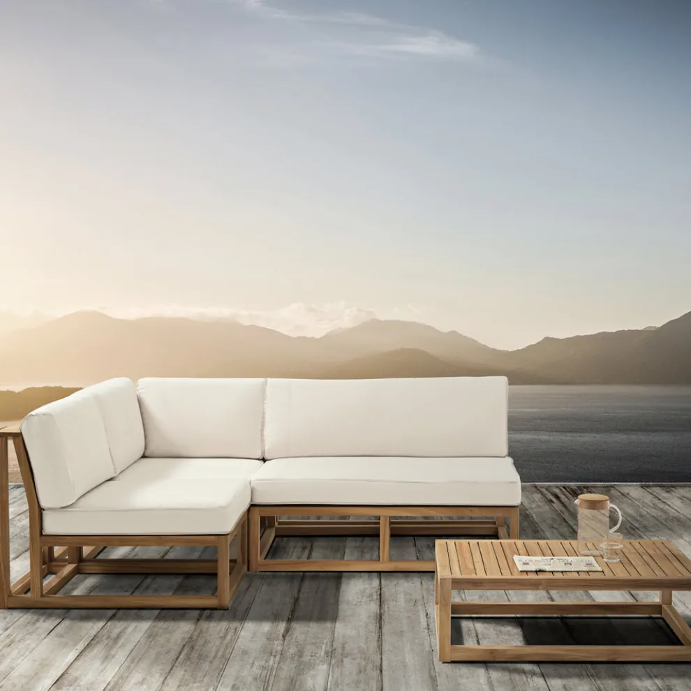 Outdoor-Sessel aus natürlichem Teakholz und Kissen - Circe