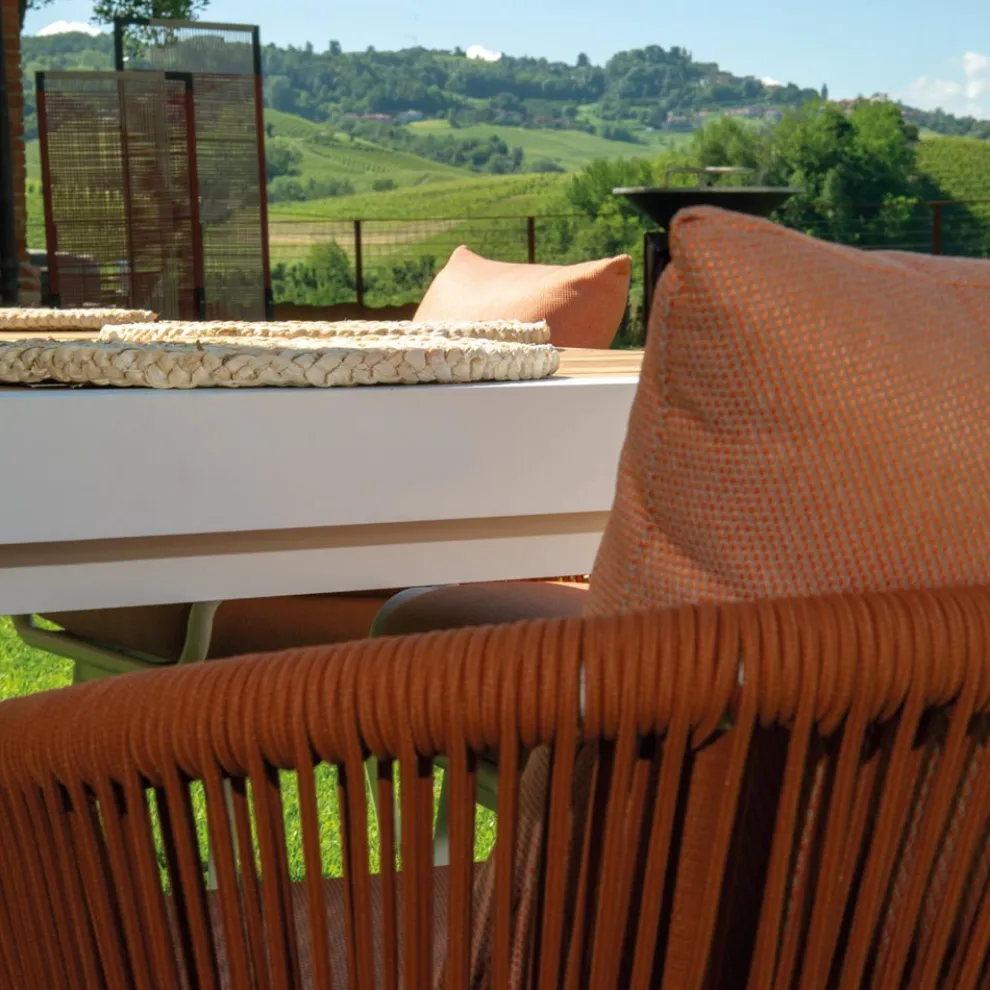 Gartenstuhl mit Aluminiumrahmen und Seilen mit Kissen - Zelt