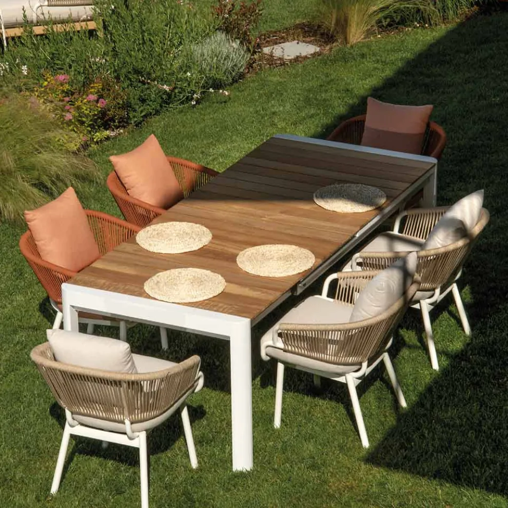 Gartenstuhl mit Aluminiumrahmen und Seilen mit Kissen - Zelt