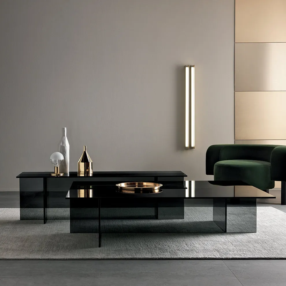 Paar moderne Couchtische aus Rauchglas Made in Italy - Sestola