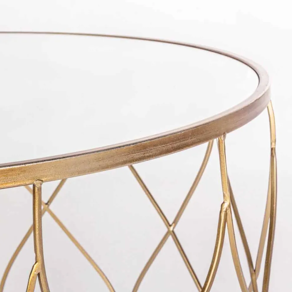 Paar runde Couchtische aus Glas und Stahl Homemotion - Amarillide