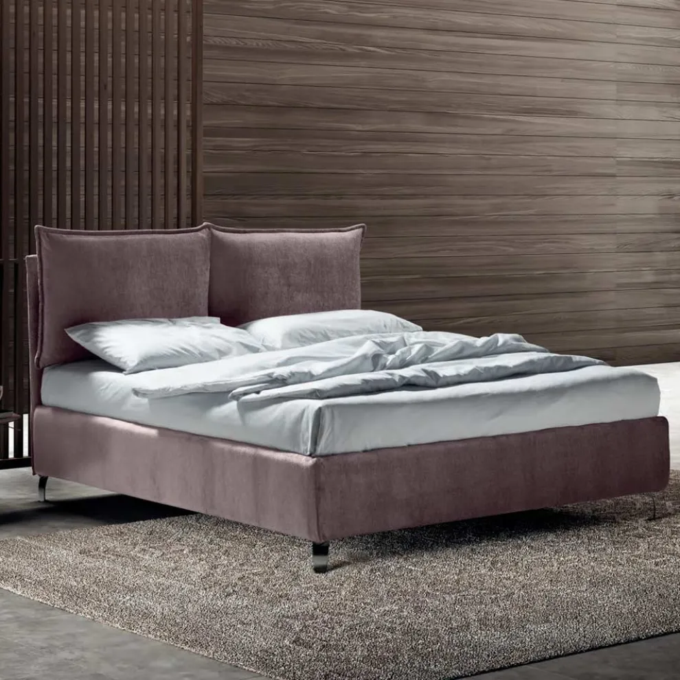 Doppelbett 160x190 mit 2 weichen Kissen mit Volants - Ernesta