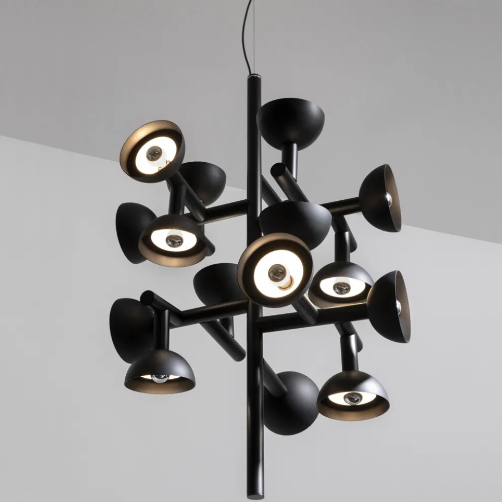 Pendelleuchte 16 Lichter Design in Weiß oder Schwarz -Celio Aluminium