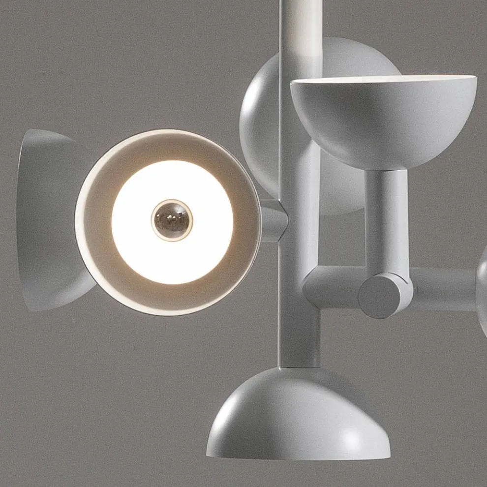 Pendelleuchte 6 Lichter Design in Weiß oder Schwarz Aluminium - Celio