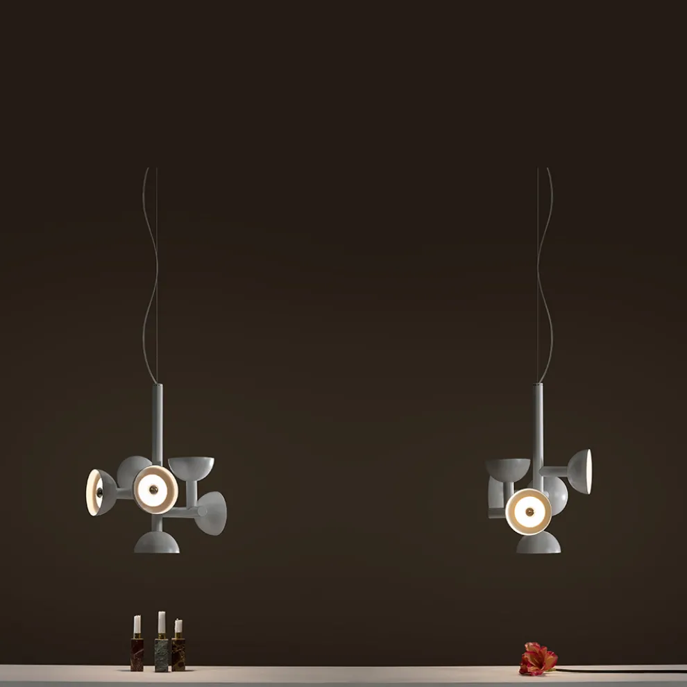 Pendelleuchte 6 Lichter Design in Weiß oder Schwarz Aluminium - Celio