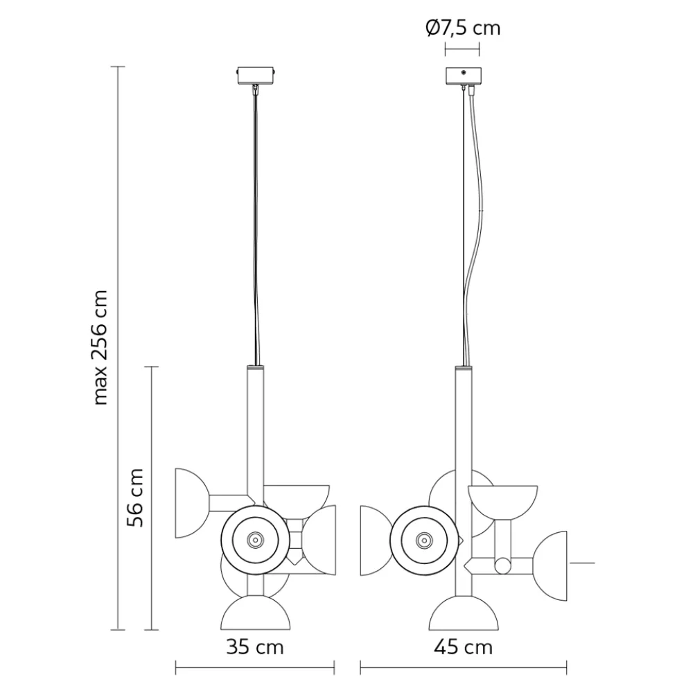 Pendelleuchte 6 Lichter Design in Weiß oder Schwarz Aluminium - Celio