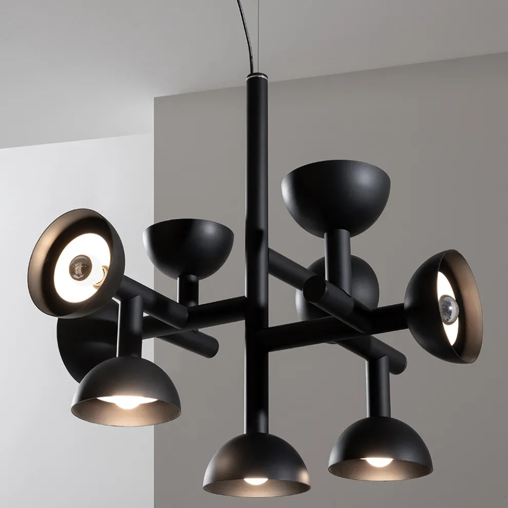 Pendelleuchte 9 Lichter Design in Weiß oder Schwarz Aluminium - Celio
