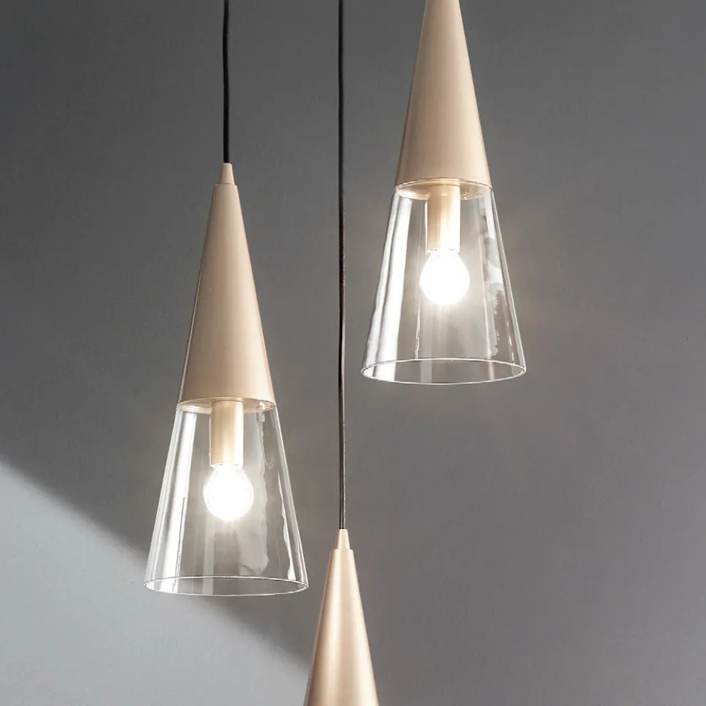Pendelleuchte aus mundgeblasenem Glas mit Metallstruktur - Trentino