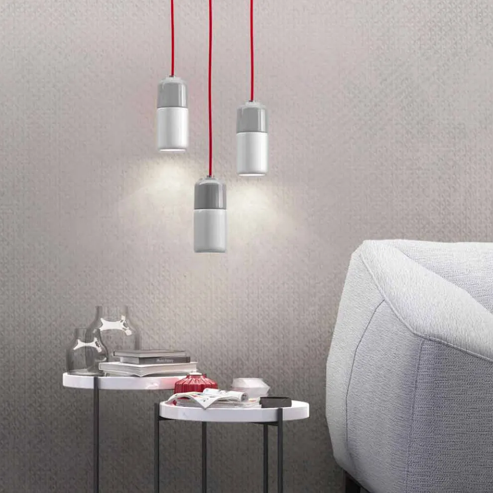 Pendelleuchte aus Keramik und Aluminium, hergestellt in Italien, Asien