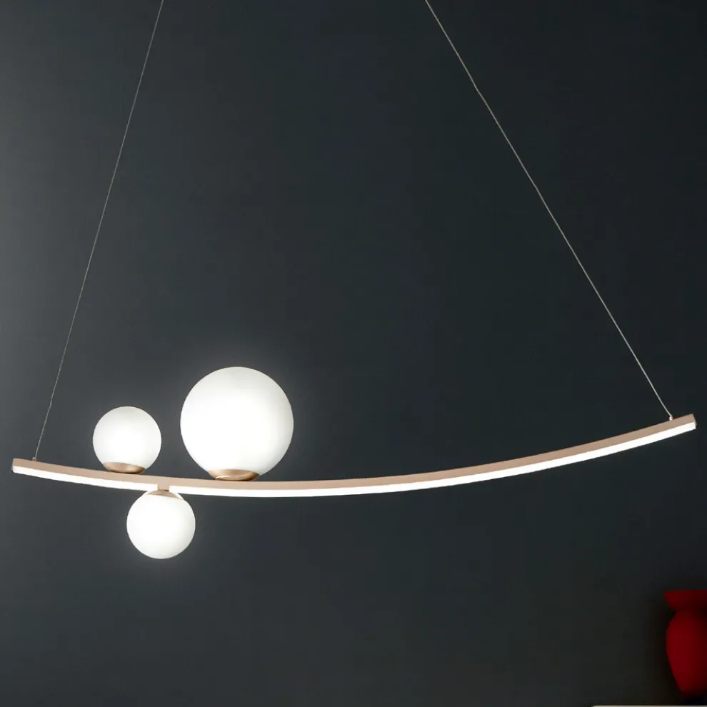 Pendelleuchte aus lackiertem Metall und mundgeblasenem Glas - Partridge