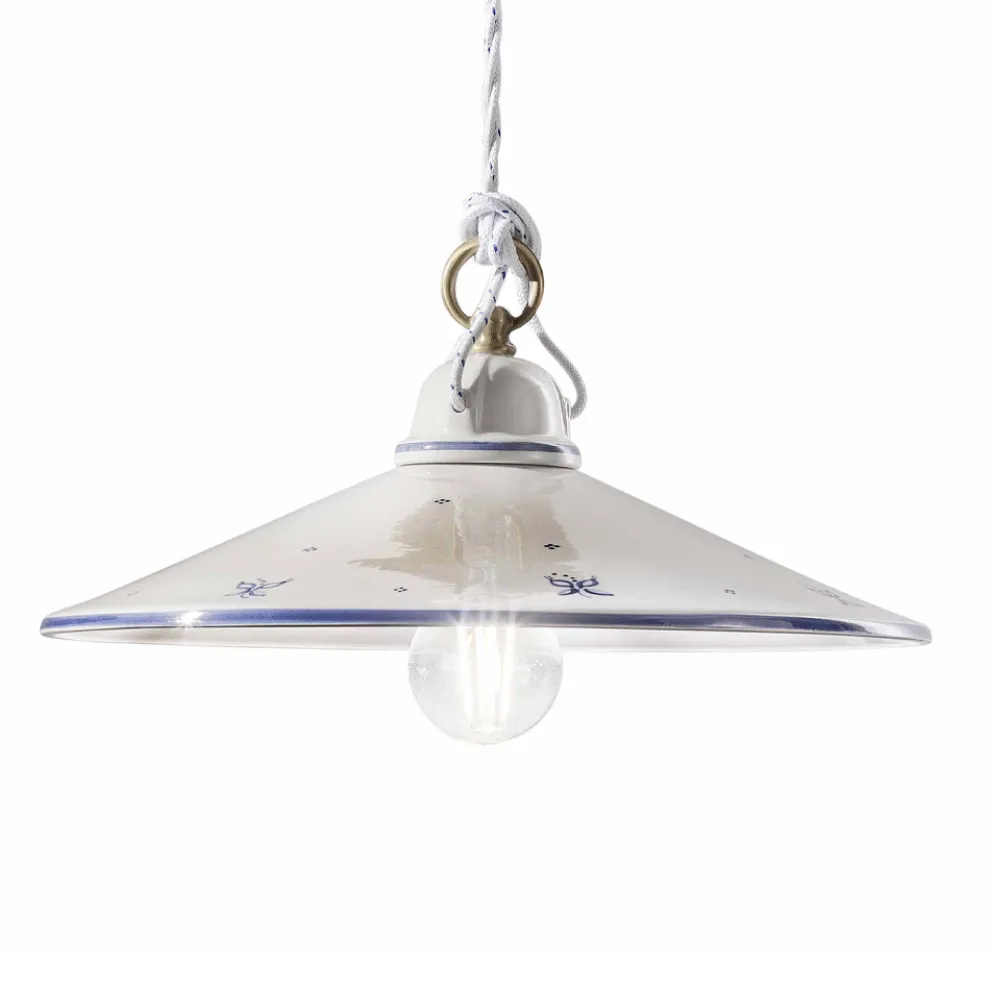 Pendelleuchte aus handbemalter Keramik und Eisen 3 Größen - Asti