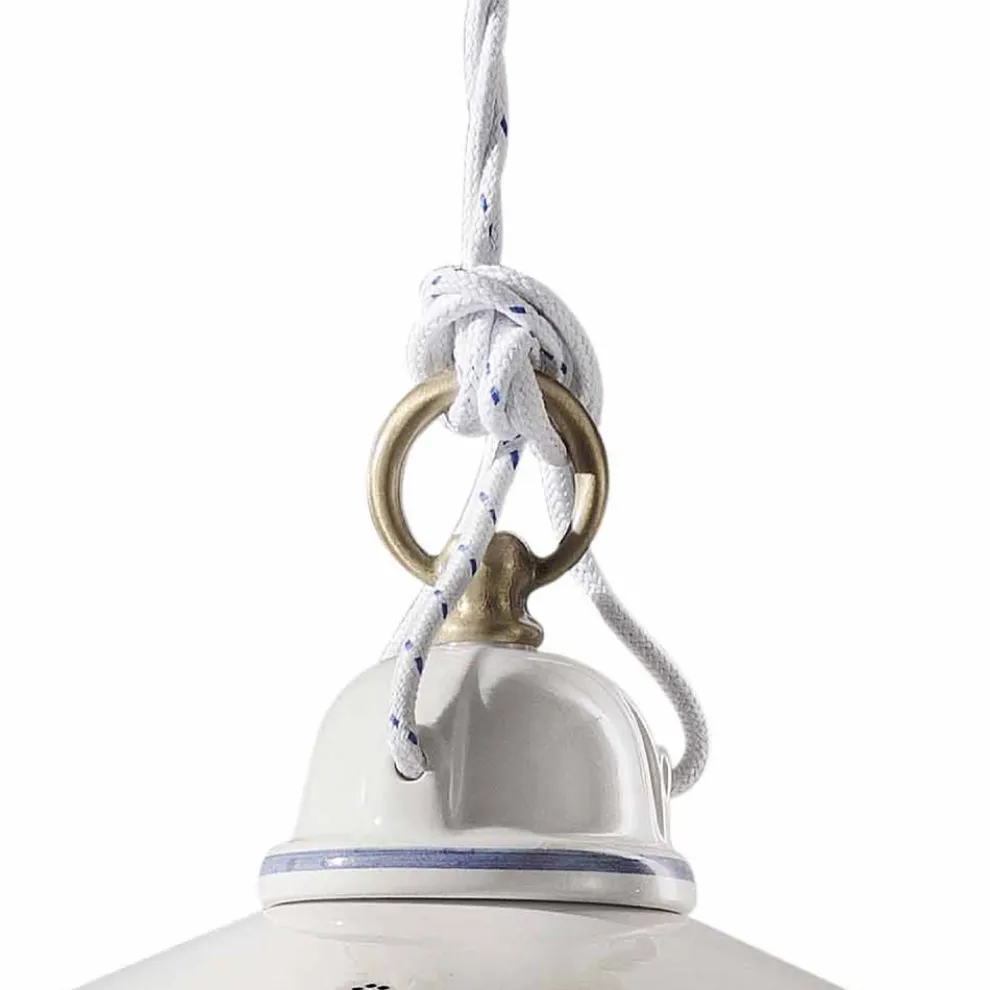 Pendelleuchte aus handbemalter Keramik und Eisen 3 Größen - Asti