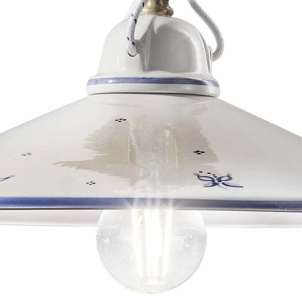 Pendelleuchte aus handbemalter Keramik und Eisen 3 Größen - Asti