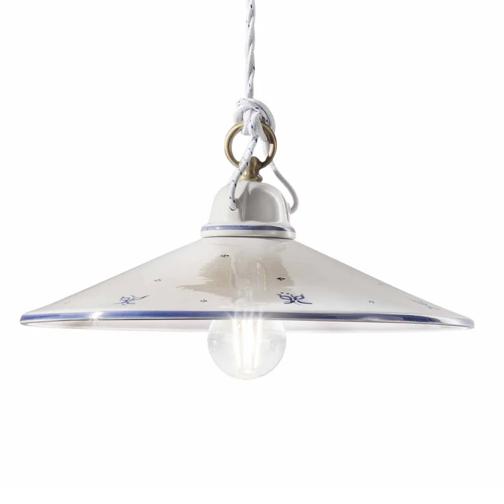 Pendelleuchte aus handbemalter Keramik und Eisen 3 Größen - Asti