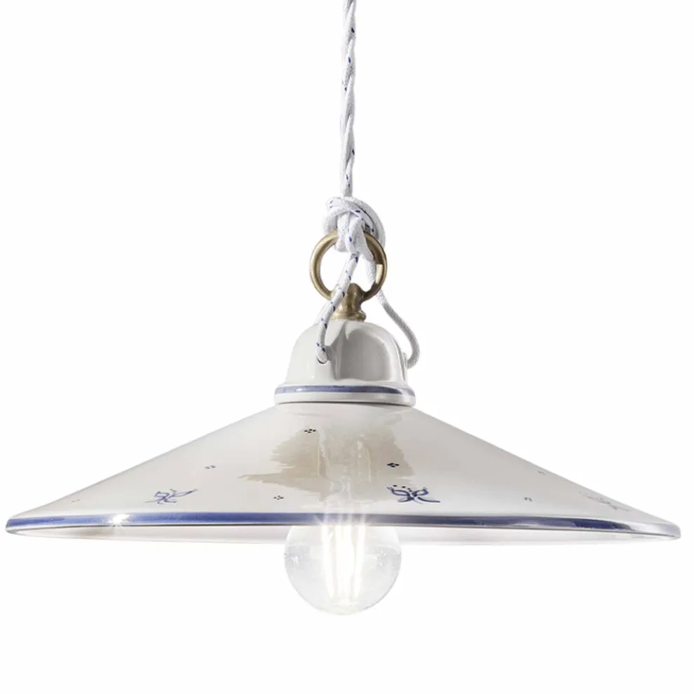 Pendelleuchte aus handbemalter Keramik und Eisen 3 Größen - Asti