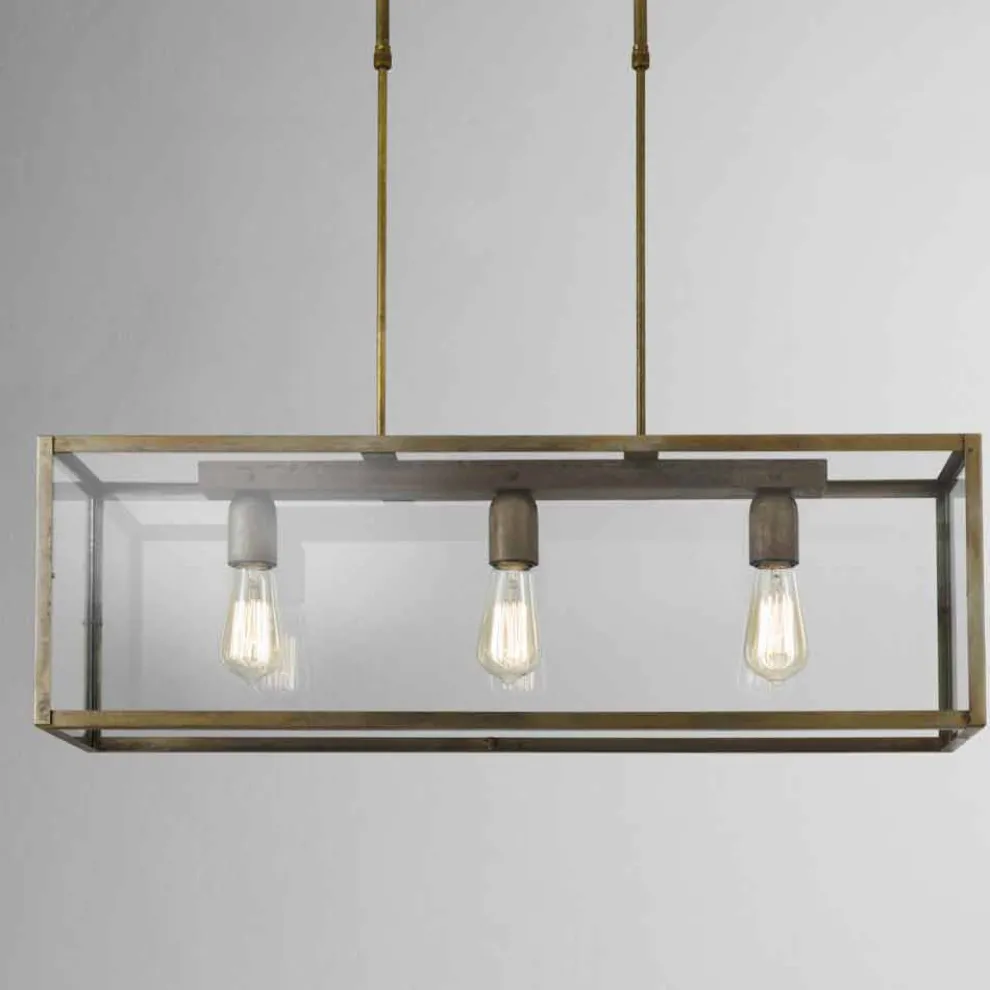 Pendelleuchte aus Eisen und Glas 3 flammig London Il Fanale