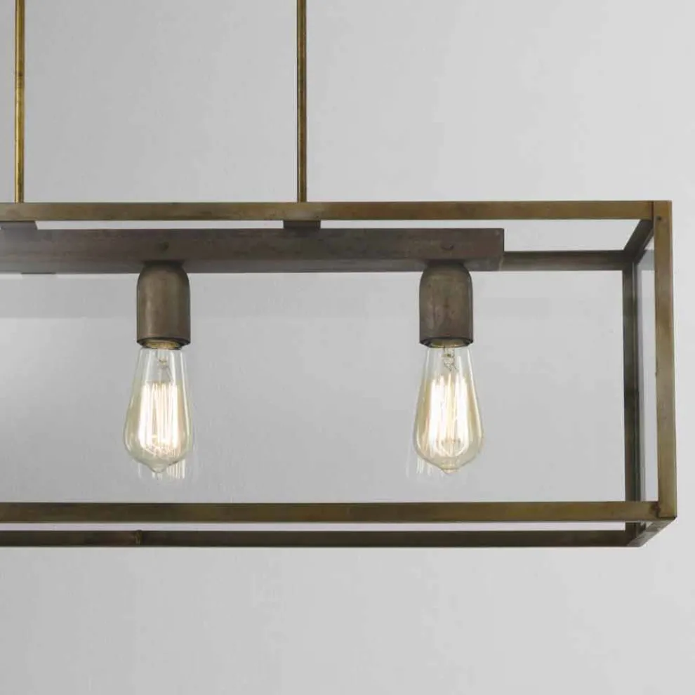 Pendelleuchte aus Eisen und Glas 3 flammig London Il Fanale