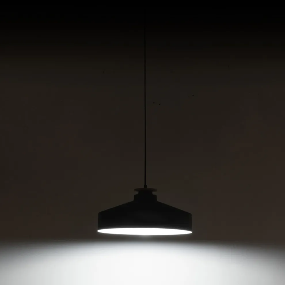 Pendelleuchte aus grauem Metall und Holz mit Nylonkabel - Marlena