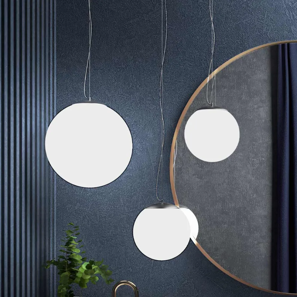 Pendelleuchte aus mundgeblasenem weißem venezianischem Glas - Moon