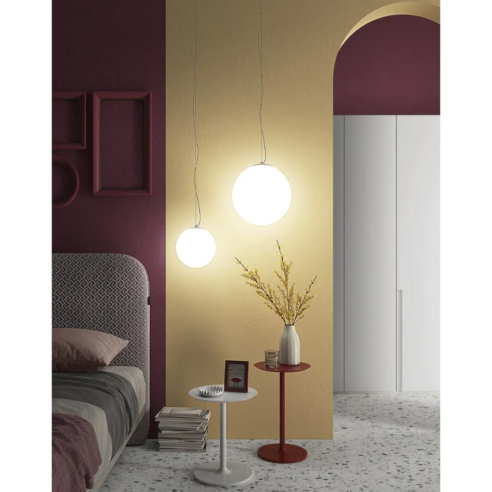 Pendelleuchte aus mundgeblasenem weißem venezianischem Glas - Moon