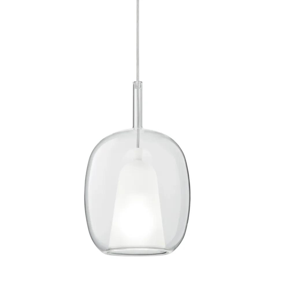 Pendelleuchte aus Satin und farbigem Glas Made in Italy - Trilly
