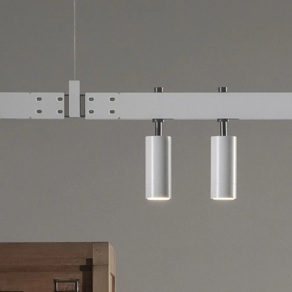 Pendelleuchte Design Weißaluminium mit Glaskugeln und Strahlern - Exodus