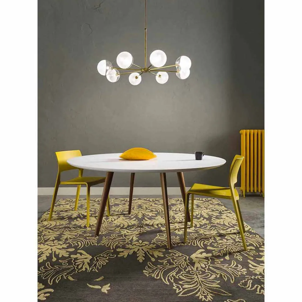 Pendelleuchte 8-flammig aus natürlichem Messing und Glas - Molecola von Il Fanale