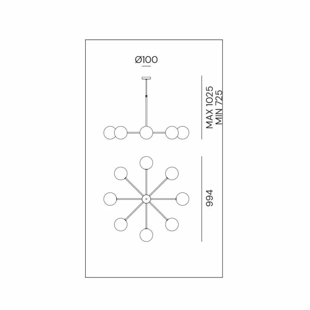 Pendelleuchte 8-flammig aus natürlichem Messing und Glas - Molecola von Il Fanale