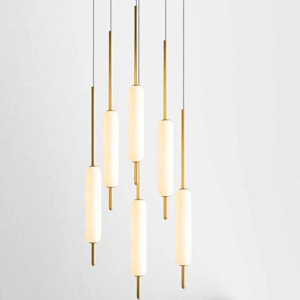 Pendelleuchte mit 1, 3 oder 6 Leuchten in Messing Modernes Design - Typha von Il Fanale