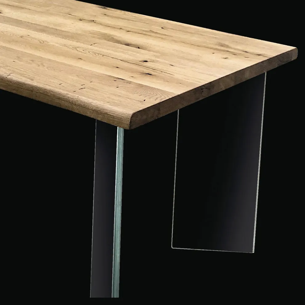 Plattierter Tisch aus Asteiche furniert und Kristall Made in Italy - Vicente