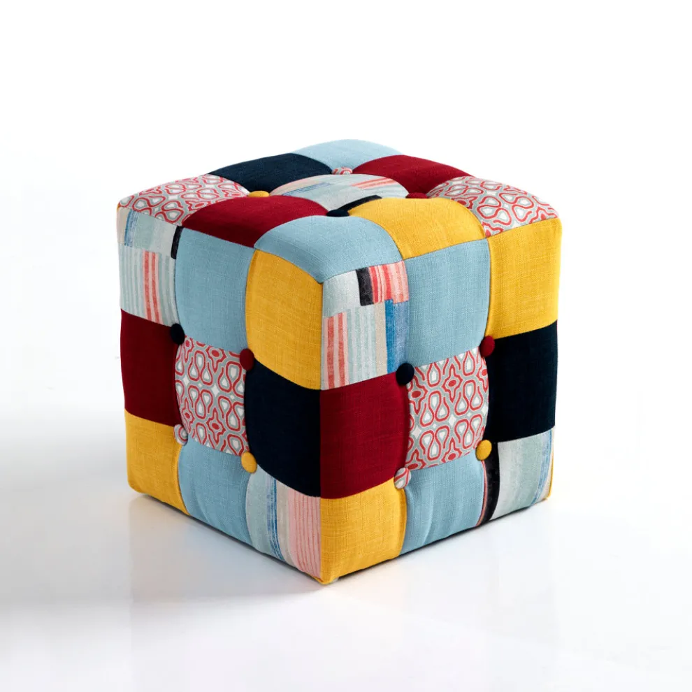 Pouf mit Stoffbezug in Patchwork-Technik – Bromo