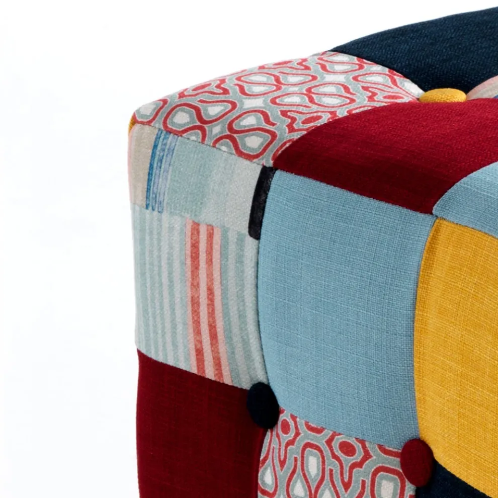 Pouf mit Stoffbezug in Patchwork-Technik – Bromo