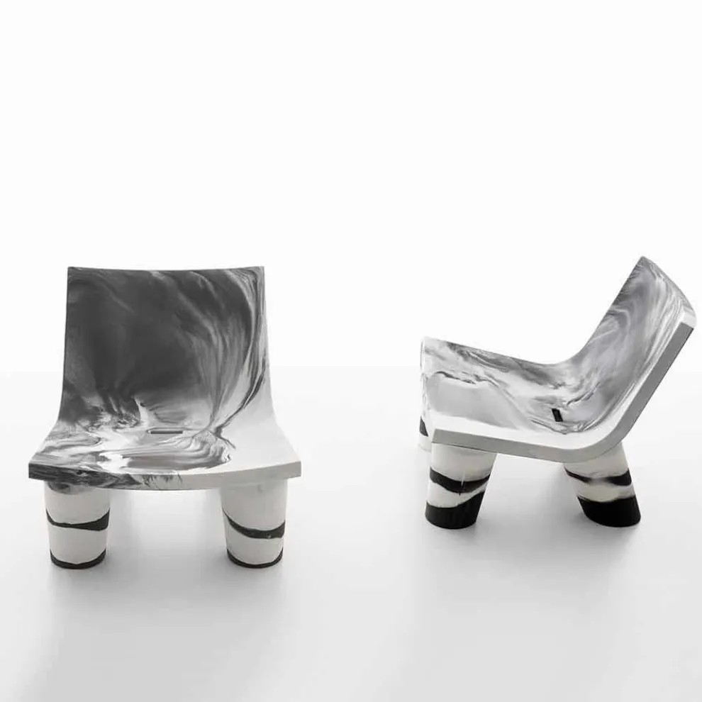 Weißer und schwarzer Outdoor-Lounge-Sessel Slide Low Lita Anniversary