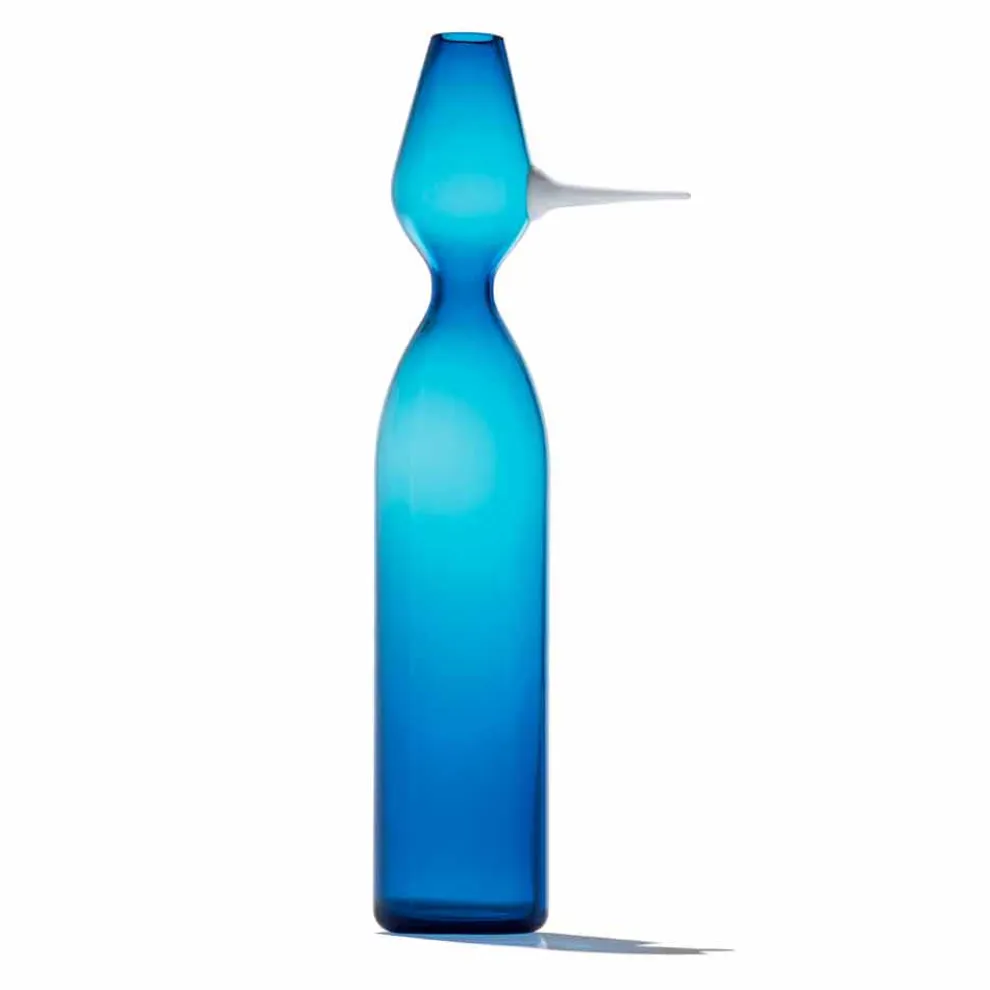 Modernes Design Vase aus blauem Murano-Blasglas Made in Italy - Nase