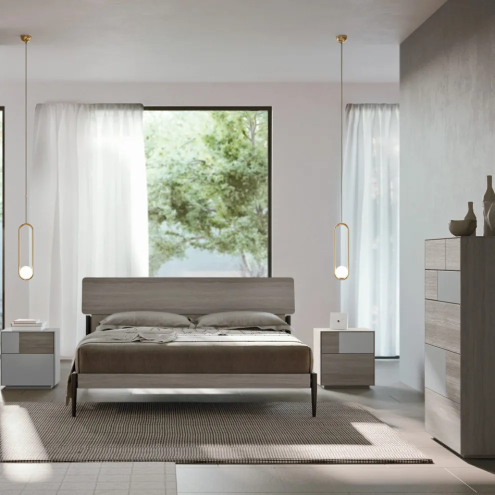 Modernes Schlafzimmer mit 4 Elementen im modernen Stil Made in Italy - Lusinda