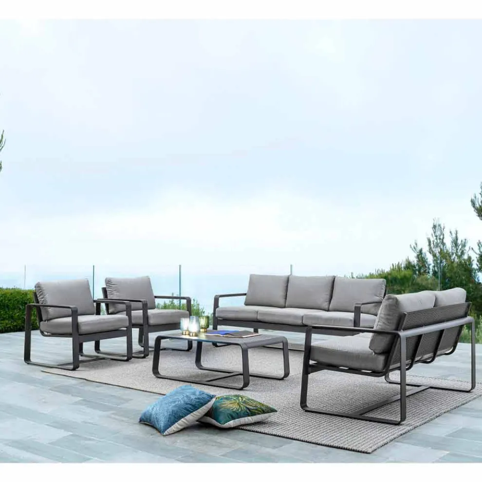 3-Sitzer-Outdoor-Sofa mit Rückenkissen und Sitz aus Stoff - Mirea