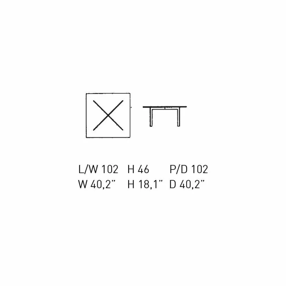 Quadratischer Couchtisch aus gehärtetem Glas Made in Italy - Madrid