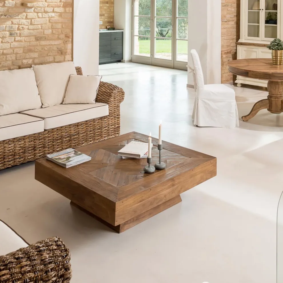 Quadratischer Couchtisch aus recyceltem Tropenholz - Slide