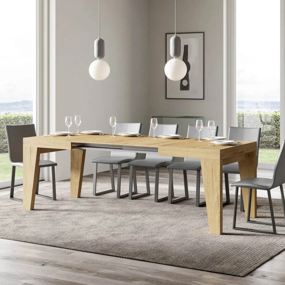 Quadratischer Tisch, ausziehbar auf 440 cm, aus Holz, hergestellt in Italien – Blume