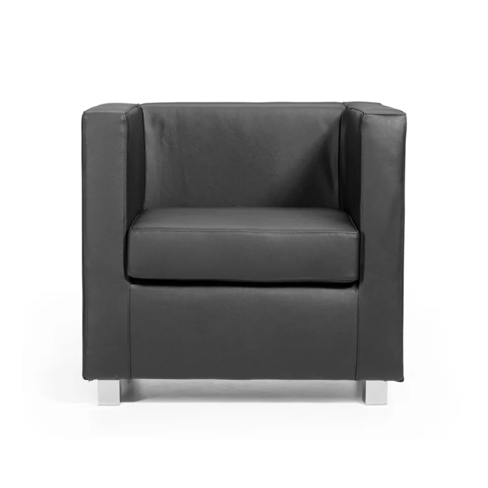Quadratischer Wannensessel mit Lederbezug, hergestellt in Italien – Torch