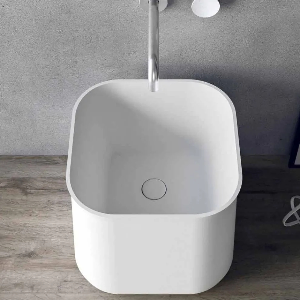 Quadratisches Arbeitsplattenwaschbecken des modernen Designs im weißen Harz - Tulyp