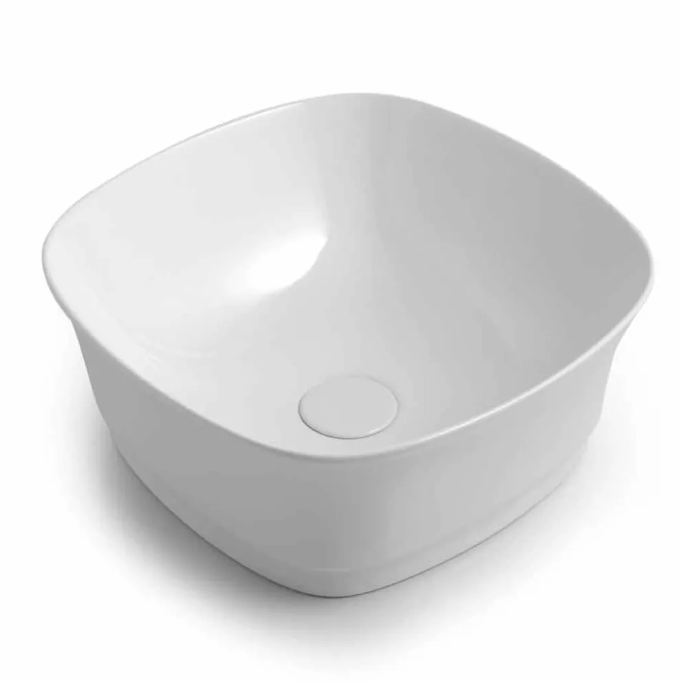 Quadratisches Waschtisch mit Arbeitsplatte aus farbiger Keramik Made in Italy - Zarro