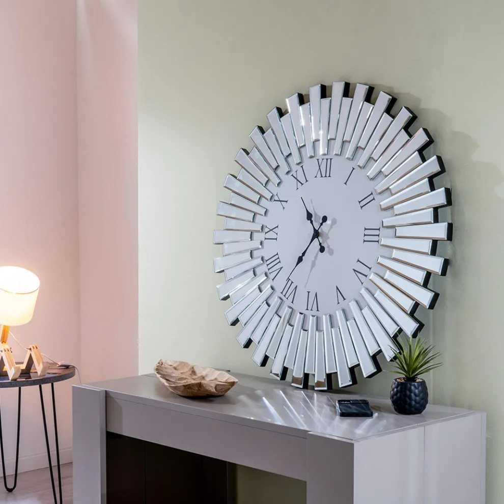 Runde dekorative Wanduhr aus MDF und Spiegelglas - Tosco