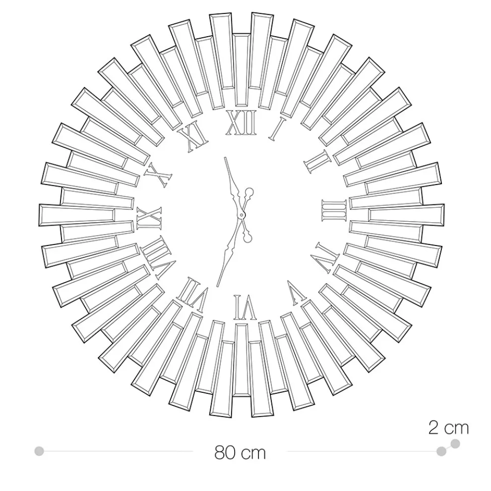 Runde dekorative Wanduhr aus MDF und Spiegelglas - Tosco