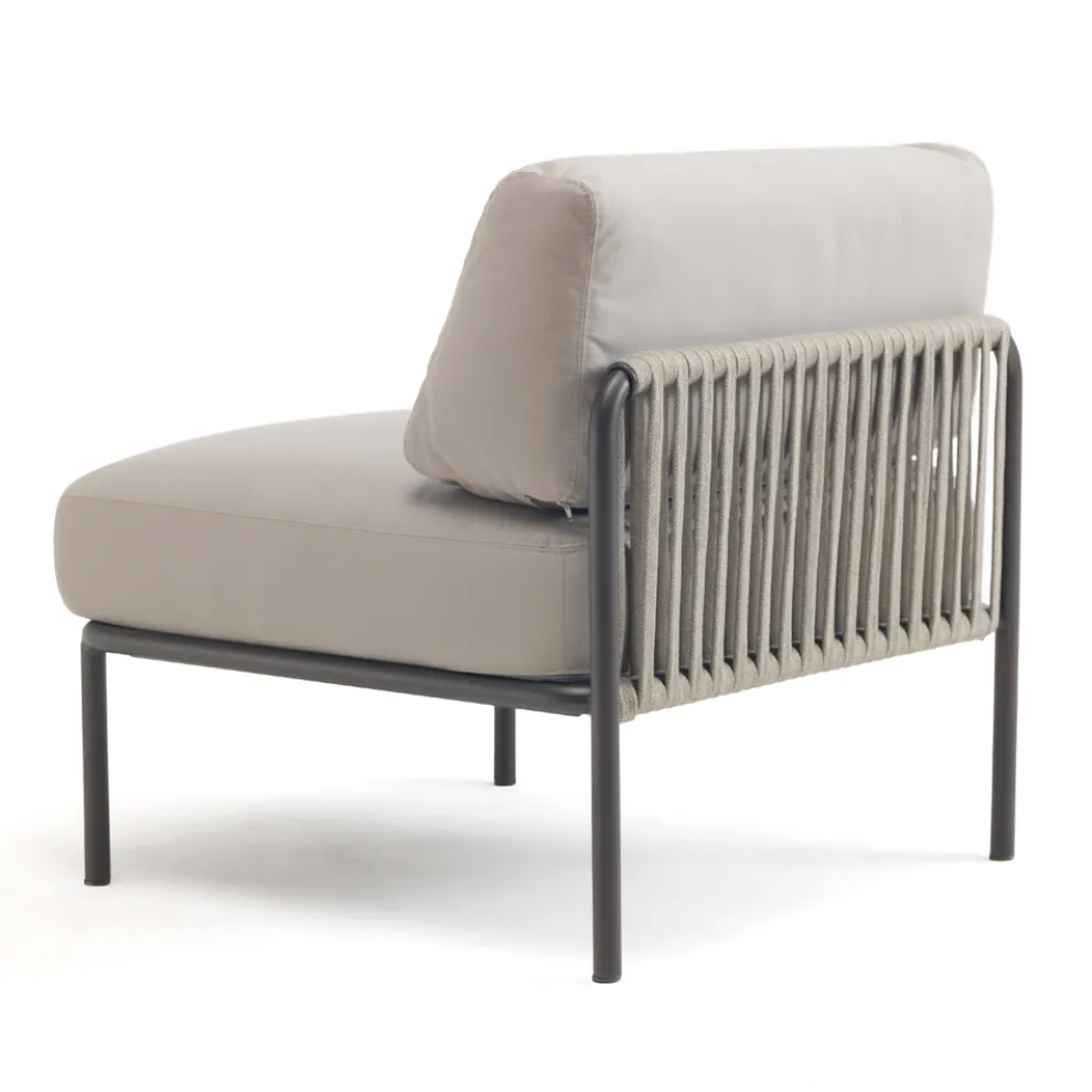 Outdoor-Sessel aus verzinktem Stahl und Seil mit Kissen, hergestellt in Italien – Helga