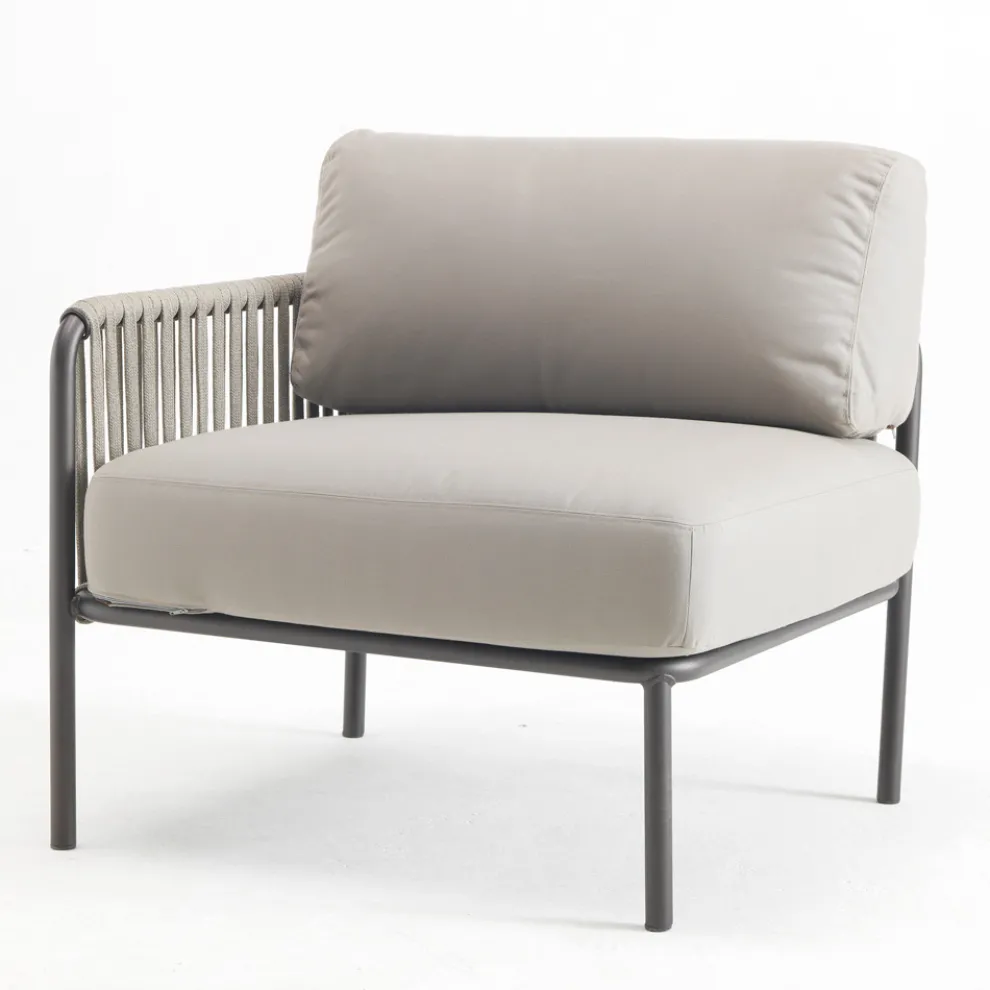 Outdoor-Sessel aus verzinktem Stahl und Seil mit Kissen, hergestellt in Italien – Helga