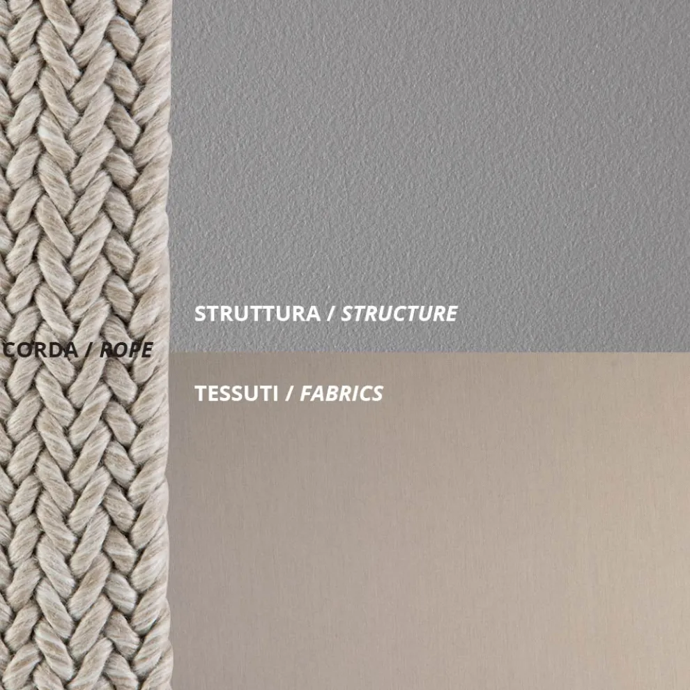 Outdoor-Sessel aus verzinktem Stahl und Seil mit Kissen, hergestellt in Italien – Helga